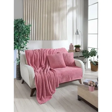 Чехол и плед для дивана Wondel Пыльная роза 140x140 см Поликоттон