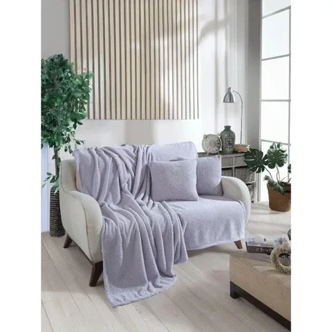 Wondel Graues Polycotton Bettsofaüberwurf & Decke 140x140 cm