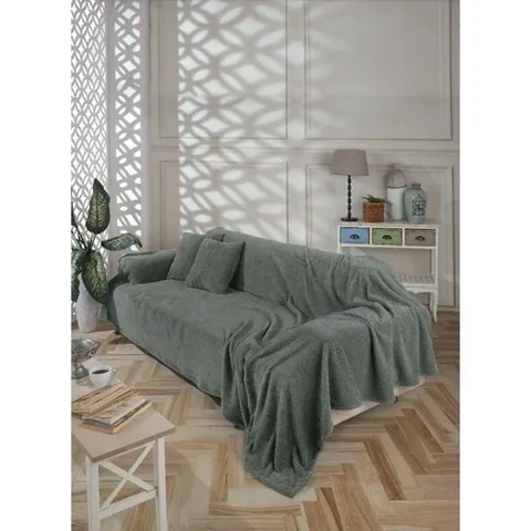 Чехол и плед для дивана Wondel антрацитовый, 180x200 см, полиэстер-Хлопок