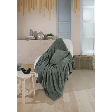 Плед Wondel антрацитовый 70x170 см из полиэстера и хлопка