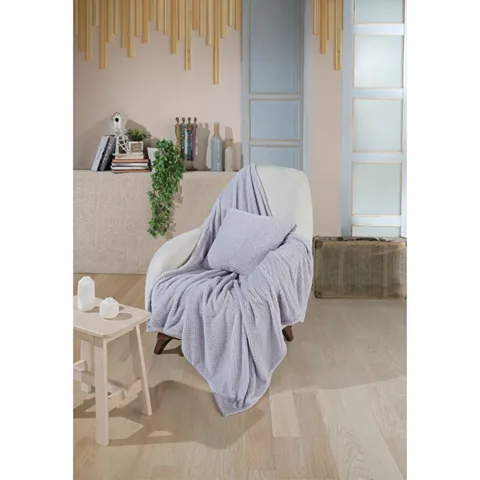 Wondel Gray Polycotton Sofa Throw 70x170 cm - Cozy Decor