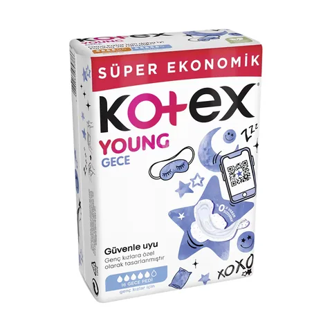 Kotex Young Night Pads for Girls - Super Absorbent &amp; Comfort