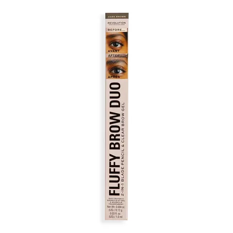 Revolution Fluffy Brow Duo Brow Pencil And Brow Mascara Dark Brown