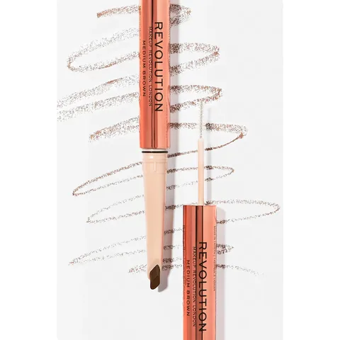 Revolution Fluffy Brow Duo Brow Pencil And Brow Mascara Dark Brown