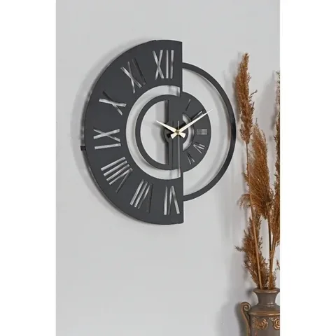 Muyika Wanduhr Schwarz 41cm - Lautloses Mechanismus, Innenbereich