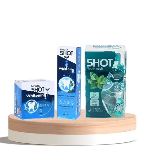 Mouth SHOT بوكس تبييض الأسنان والعناية بالفم من شوت 3 منتجات