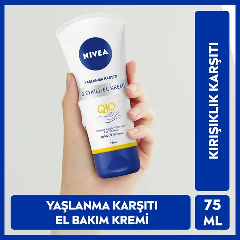 NIVEA كريم نيفيا كيو 10 للعناية باليدين مضاد للشيخوخة بثلاث تأثيرات، 75 مل