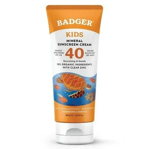 Солнцезащитный крем для детей Badger с прозрачным цинком SPF 40 87 мл