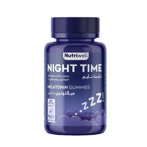 Nutri-Well Melatonin Nachtschlaf Nahrungsergänzungsmittel, Beeren-Geschmack, 60 Gummis