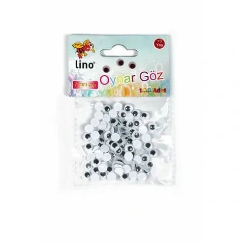 Lino 7mm bewegliches Auge - 100 Stück Schwarz & Weiß Bastelbedarf