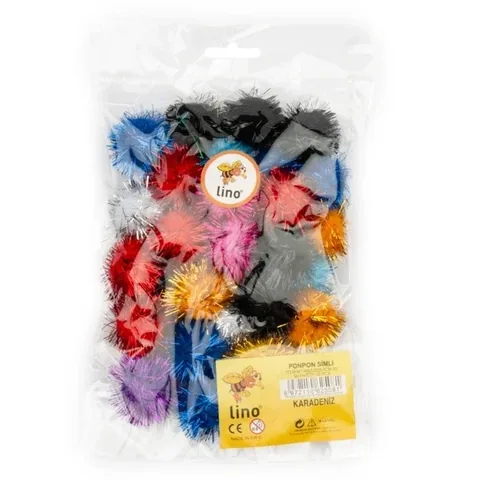 Lino Pompom Glitter 30mm - 30 Stück für Bastelprojekte
