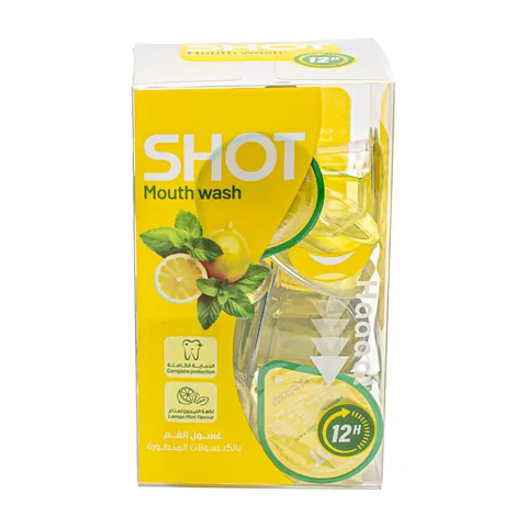 Shot Mouth Wash Lemon And Mint Flavor 20 pcs 15 ml