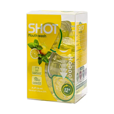 Shot Mouth Wash Lemon And Mint Flavor 20 pcs 15 ml