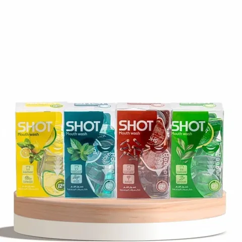 Shot مجموعة كبسولات غسول الفم المطورة 4 نكهات من شوت