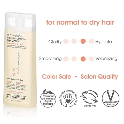Giovanni 50:50 Moisturizing and Clarifying Shampoo - 250 ml