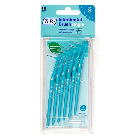 Tepe Angle Handled Interdental Brush 0.6 mm Blue 6-pack