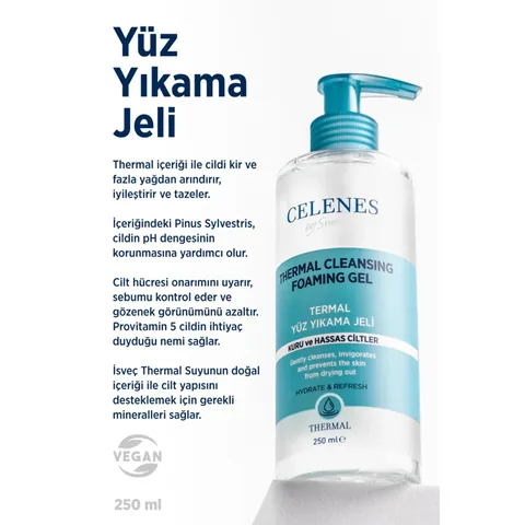 Celenes By Sweden Thermal Face Wash Gel 250 ml - Dry and Sensitive Skin