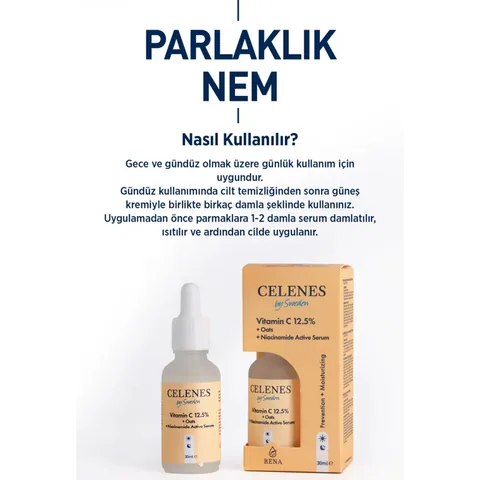 Сыворотка с витамином C 25 + овсяным молоком и ниацинамидом 30 мл от Celenes By Sweden