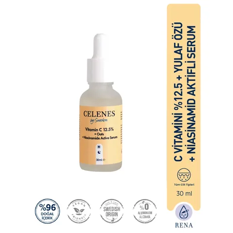 Сыворотка с витамином C 25 + овсяным молоком и ниацинамидом 30 мл от Celenes By Sweden