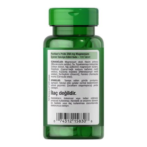 Puritan's Pride Magnesium 250 mg 100 tablets