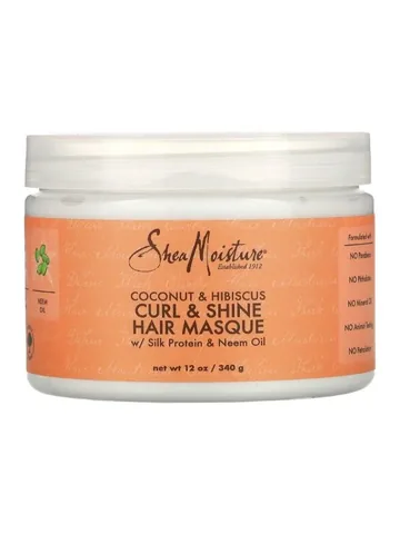 Shea Moisture Haarkur gegen Frizz und für Glanz mit Seidenprotein, Neemöl, Kokosnuss und Hibiskus, 340 g