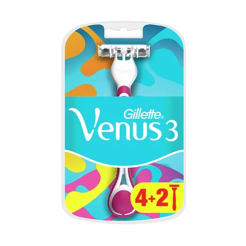 Бритва для женщин Gillette Venus Colorful 3 лезвия одноразовая 4 + 2 шт.