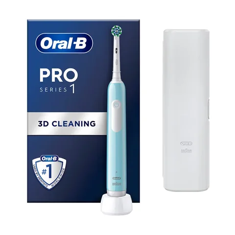 Oral-B Pro wiederaufladbare Zahnbürste Blau + Ersatzkopf & Tasche