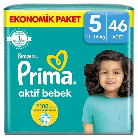 Prima Baby Diapers 46 Pack - Extra Dry, Breathable & Soft