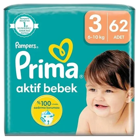 Памперсы Prima Active Air 62 шт - Экстра Сухие и Микрогранулы Абсорбция