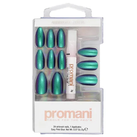 Promani Neon Petrol Press-On Nail Kit