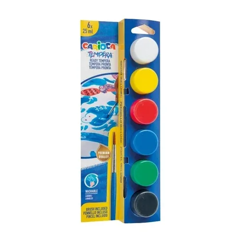 Carioca Super Washable 6-Farben Tempera Wasserfarben Set