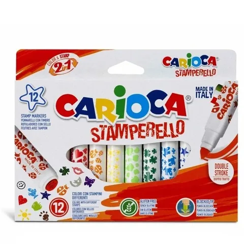 Carioca Stamperello 12er-Pack Dual-Tip Filzstifte und Schablonen