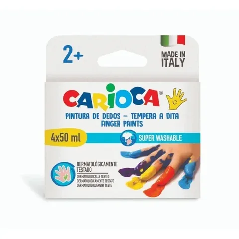 Краски для пальцев Carioca Baby 4 цвета Супермоющиеся 4 x 50 мл (от 2 лет)