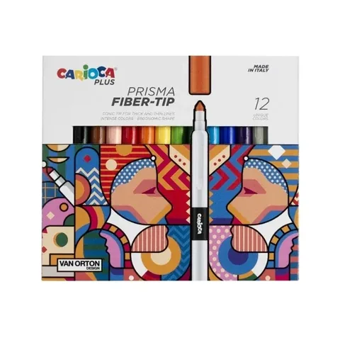 Фломастеры Carioca Plus Prisma с волоконным наконечником - 12 цветов от Carioca