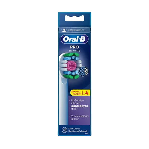Oral-B رؤوس استبدال فرشاة الأسنان أورال-بي 3 دي لتبييض الأسنان قابلة لإعادة الشحن، 4 قطع
