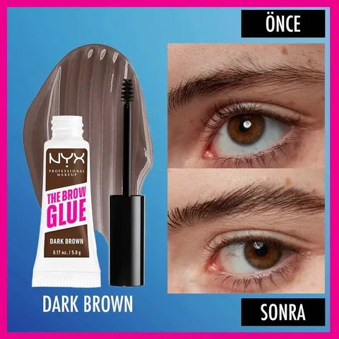 NYX ماسكارا تثبيت الحواجب من نيكس بروفيشنال ميك أب، لون بني غامق، غراء الحواجب الفوري