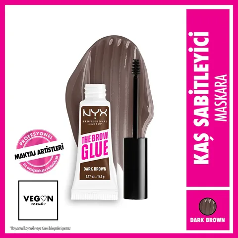 NYX ماسكارا تثبيت الحواجب من نيكس بروفيشنال ميك أب، لون بني غامق، غراء الحواجب الفوري