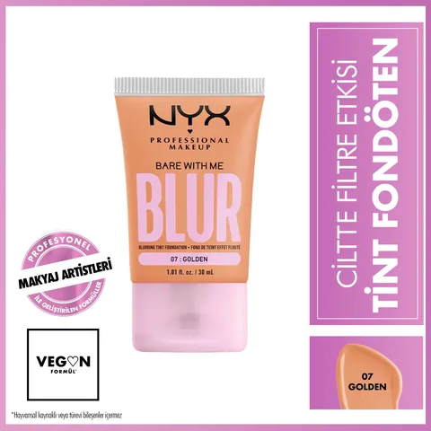 NYX Blur Tint Foundation 07 Golden - Hautfilter-Effekt, 12 Stunden Feuchtigkeit
