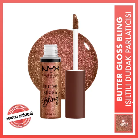 NYX Butter Gloss Bling Shimmer Lip Gloss - Intensiver Glanz 08