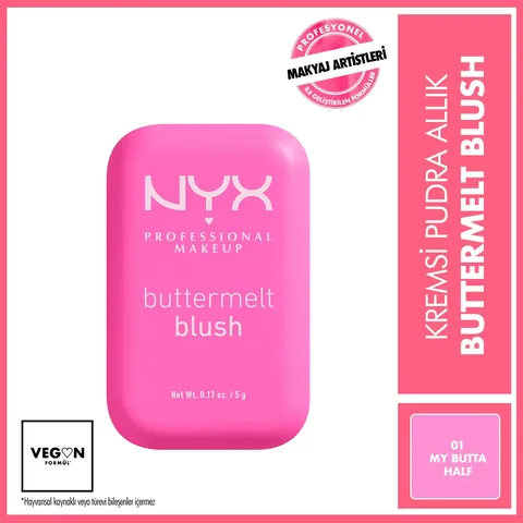NYX Buttermelt Blush Cremepuder - 01 My Butta, 12 Stunden Haltbarkeit