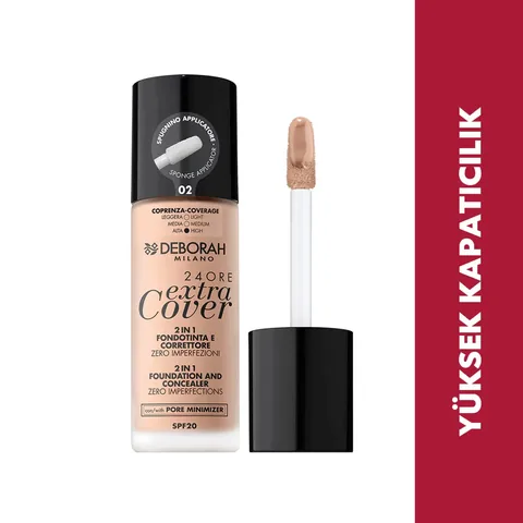 Deborah 24Ore Extra Cover Foundation No: 02 Beige
