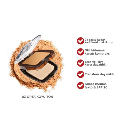 Deborah 24Ore Langzeit-Compact-Puder T.Beige 03 SPF 20