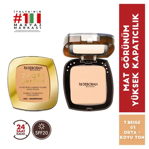 Deborah 24 ore Compact Long Lasting Foundation T.beige 03