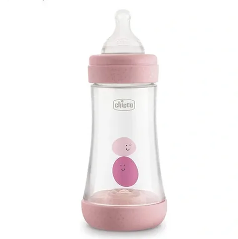 Система Chicco Intui-flow 5 perfect 2 м + бутылочка для кормления 240 мл - розовая