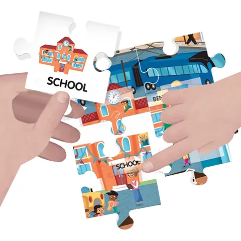 Headu Easy English 100 words City Puzzle (4-8 years Old)