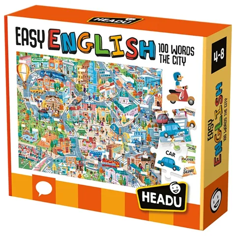 Headu Easy English 100 words City Puzzle (4-8 years Old)