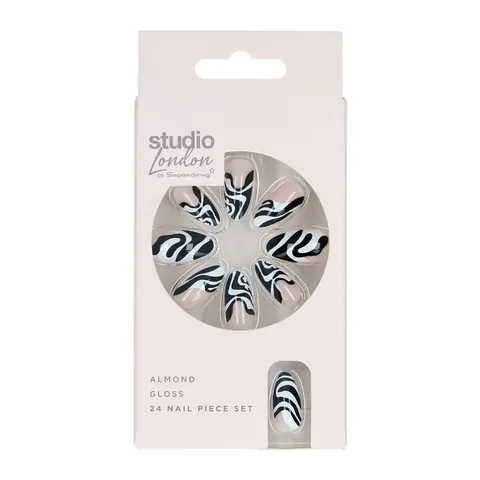 Superdrug Studio Kunstnägel Schwarz Weiß