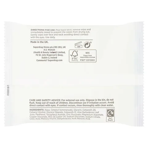 Superdrug Facial Cleansing Wipes Sensitive Skin 25 pcs