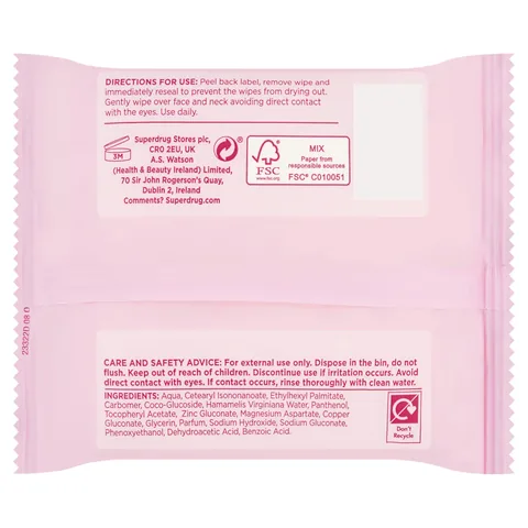 Superdrug Facial Cleansing Wipes Normal Skin 25 pcs