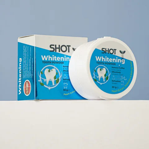 Отбеливающий зубной порошок с экстрактом персика от Mouth Shot – 50 г